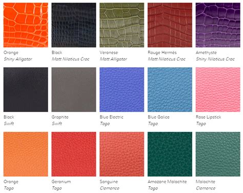 hermes garden party color chart